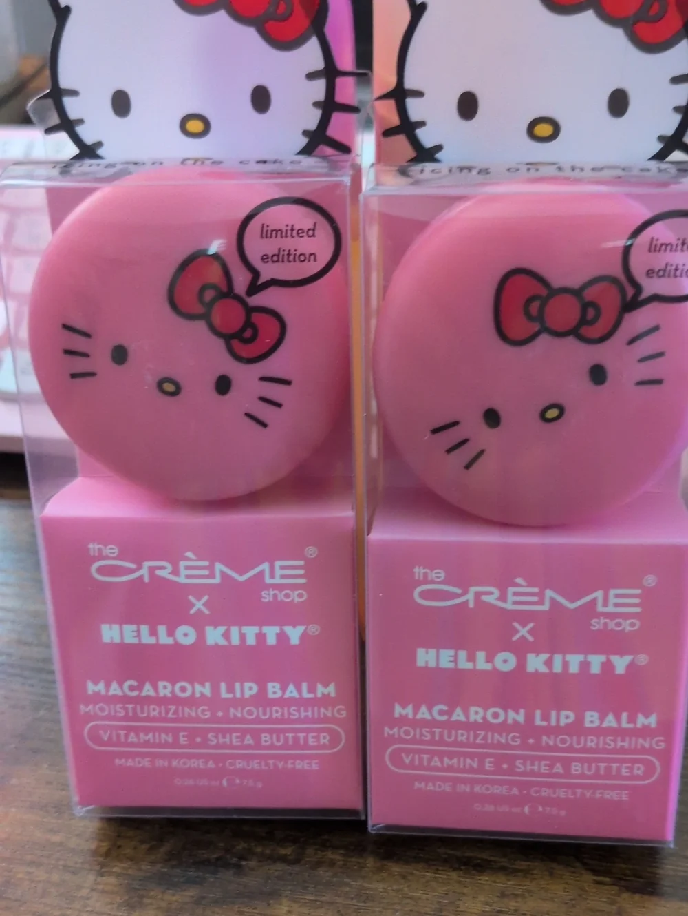 THE CREME SHOP Qty 2 Hello Kitty Pink Macaron Lip Balm - Limited Edition